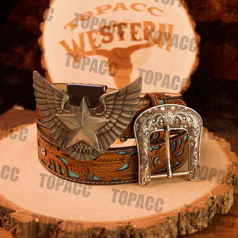 Turquoise Belt with Vintage Lighter Buckle