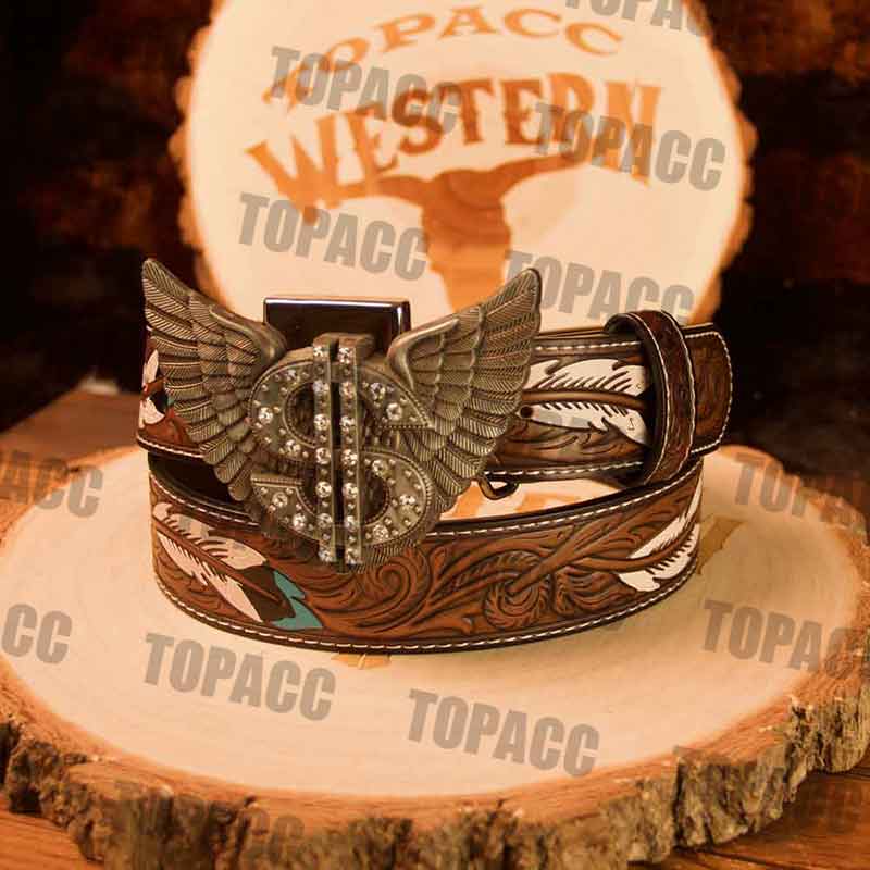 Feather Belt with Vintage Lighter Buckle