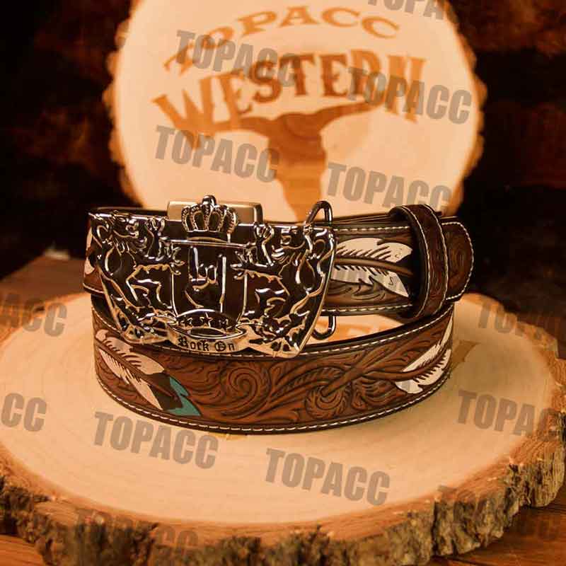 Feather Belt with Vintage Lighter Buckle