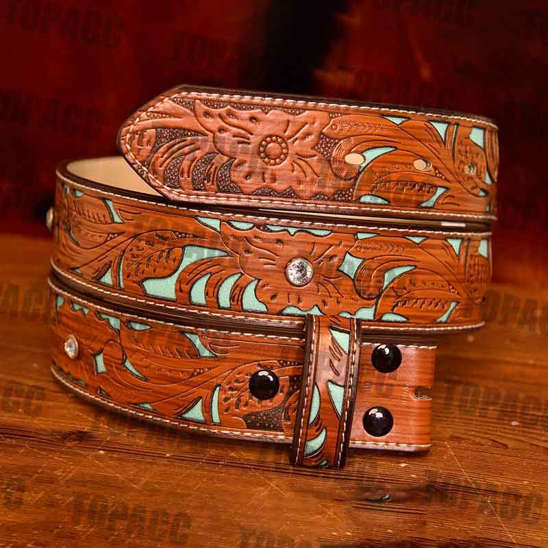 TOPACC Western Turquoise Belts for Women Men Cowgirl Cowboy Country Fashion Belt for Jeans Pants Girls