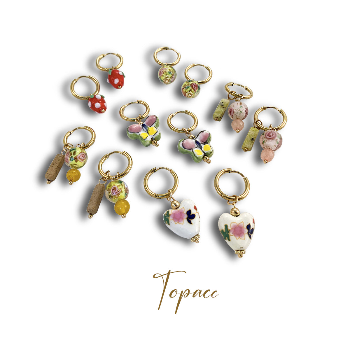 أقراط من اللؤلؤ والزركونيا عيار 18 قيراط