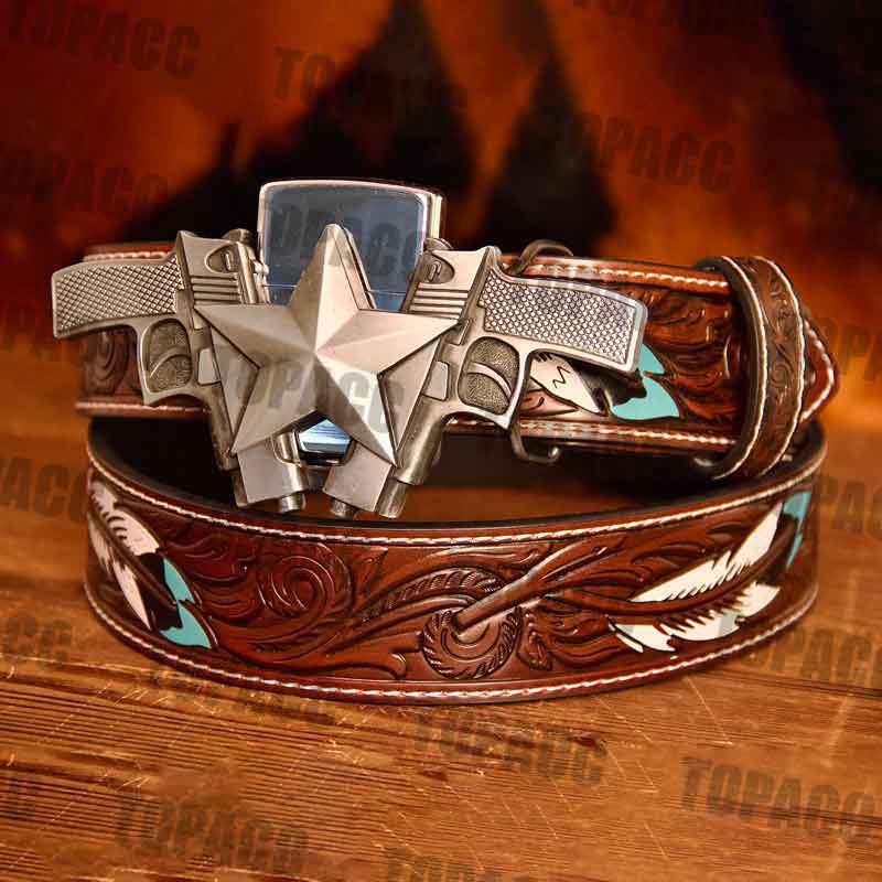 Double shotgun luminous buckle - Feather Belt