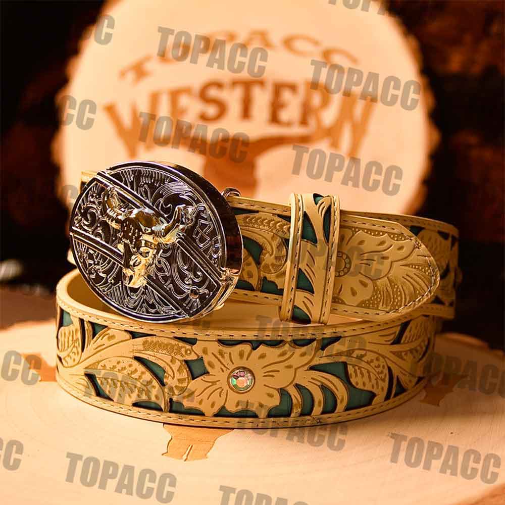 Turquoise Khaki Belt with two-tone Street Buckle