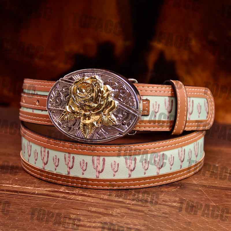 Cactus Belt with two-tone buckle