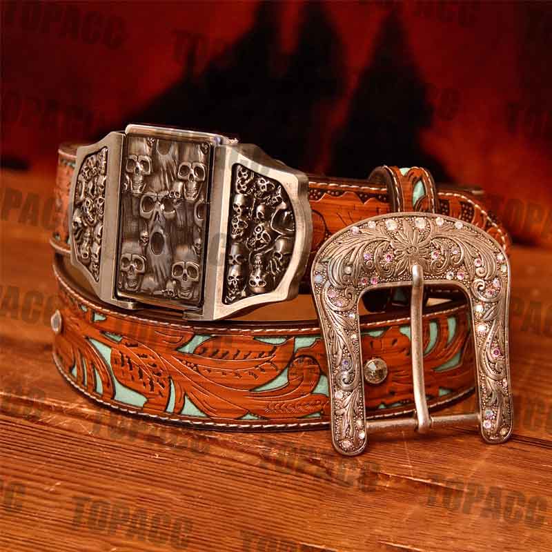 Skull Glow Buckle - Turquoise Belt