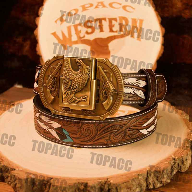 Feather Belt with Vintage Lighter Buckle