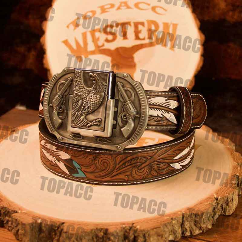 Feather Belt with Vintage Lighter Buckle