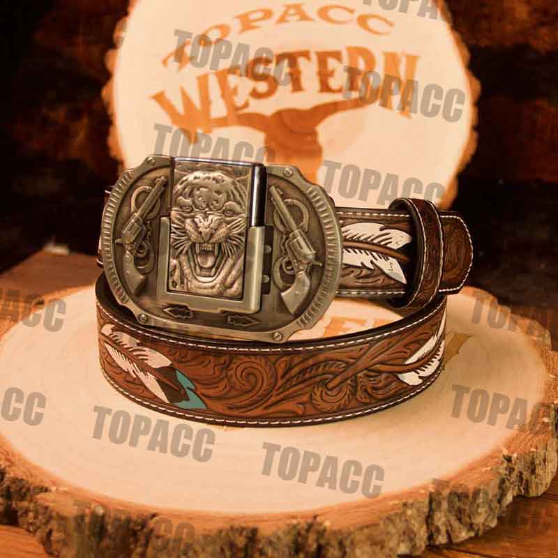 Feather Belt with Vintage Lighter Buckle