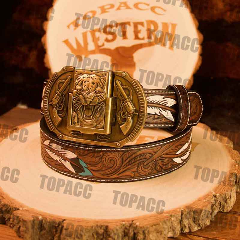 Feather Belt with Vintage Lighter Buckle