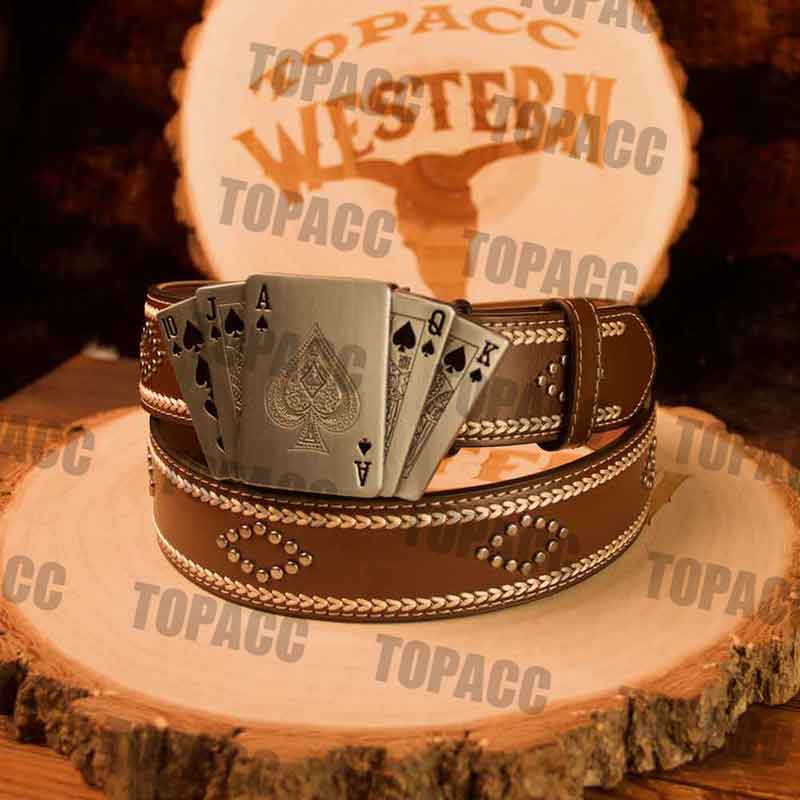 Leather Vintage Belt with Vintage Lighter Buckle