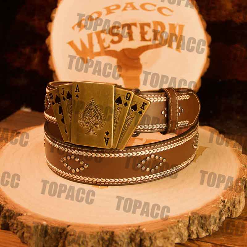 Leather Vintage Belt with Vintage Lighter Buckle