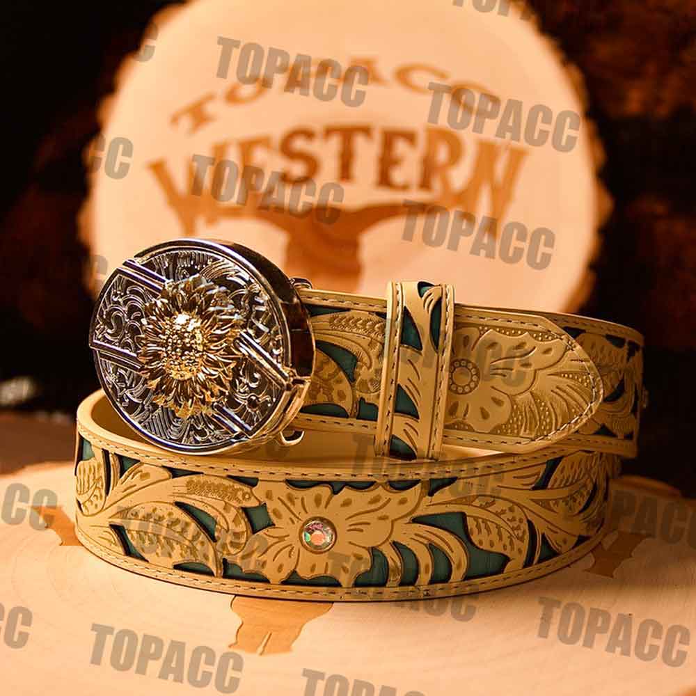 Turquoise Khaki Belt with two-tone Street Buckle