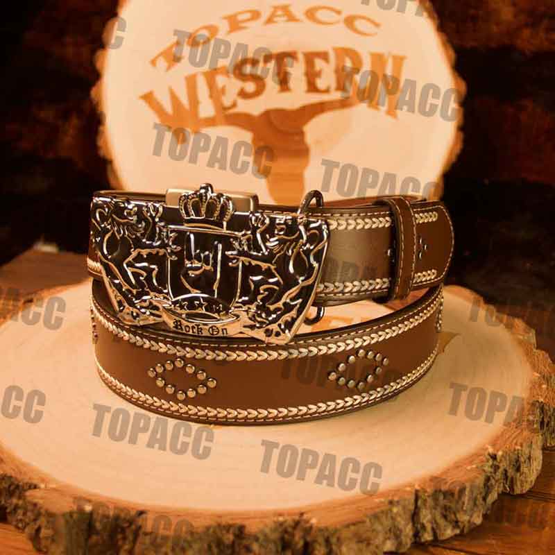 Leather Vintage Belt with Vintage Lighter Buckle