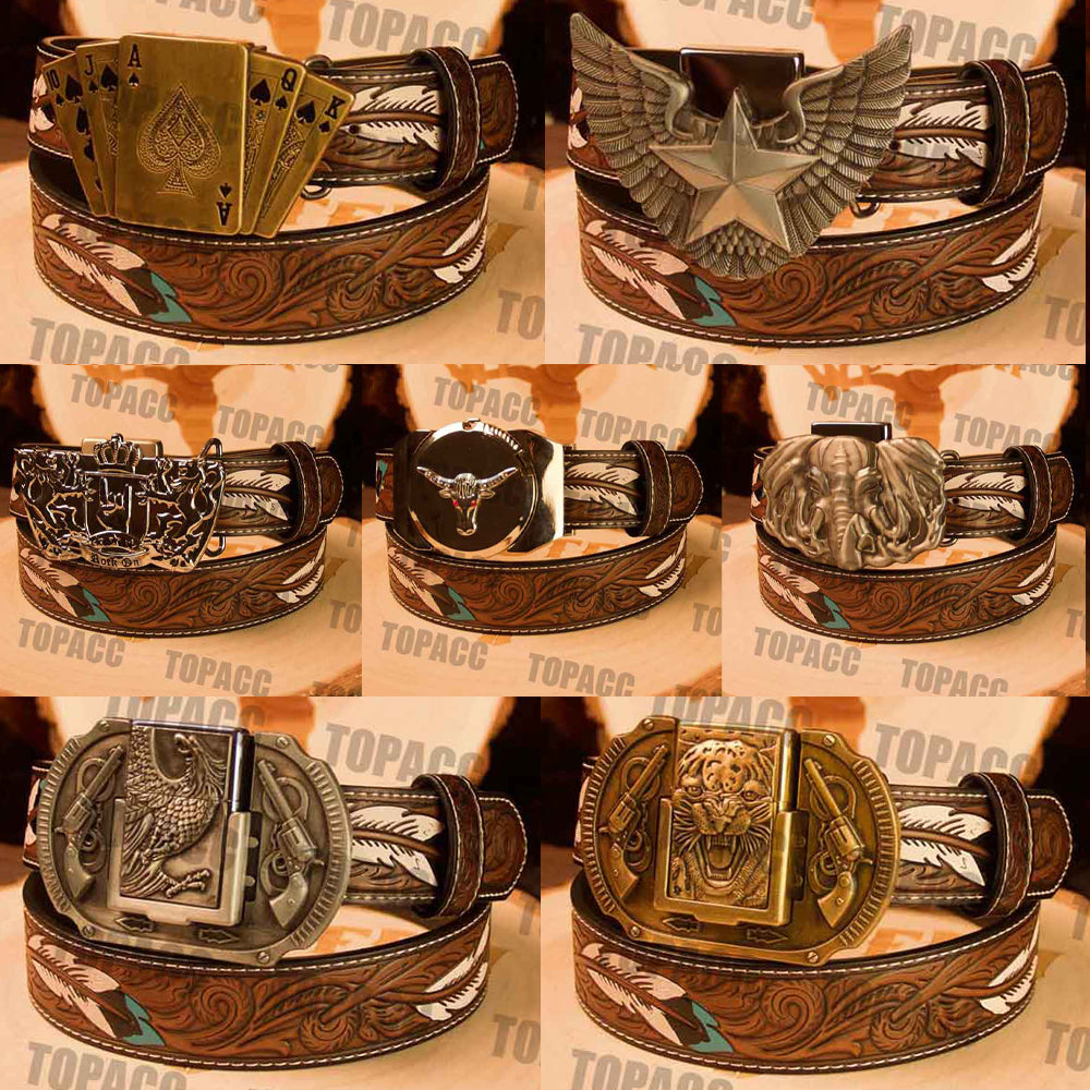Feather Belt with Vintage Lighter Buckle