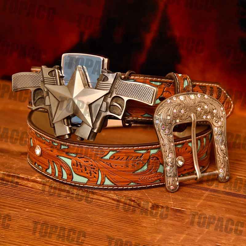 Double Shot Glow Buckle - Turquoise Belt