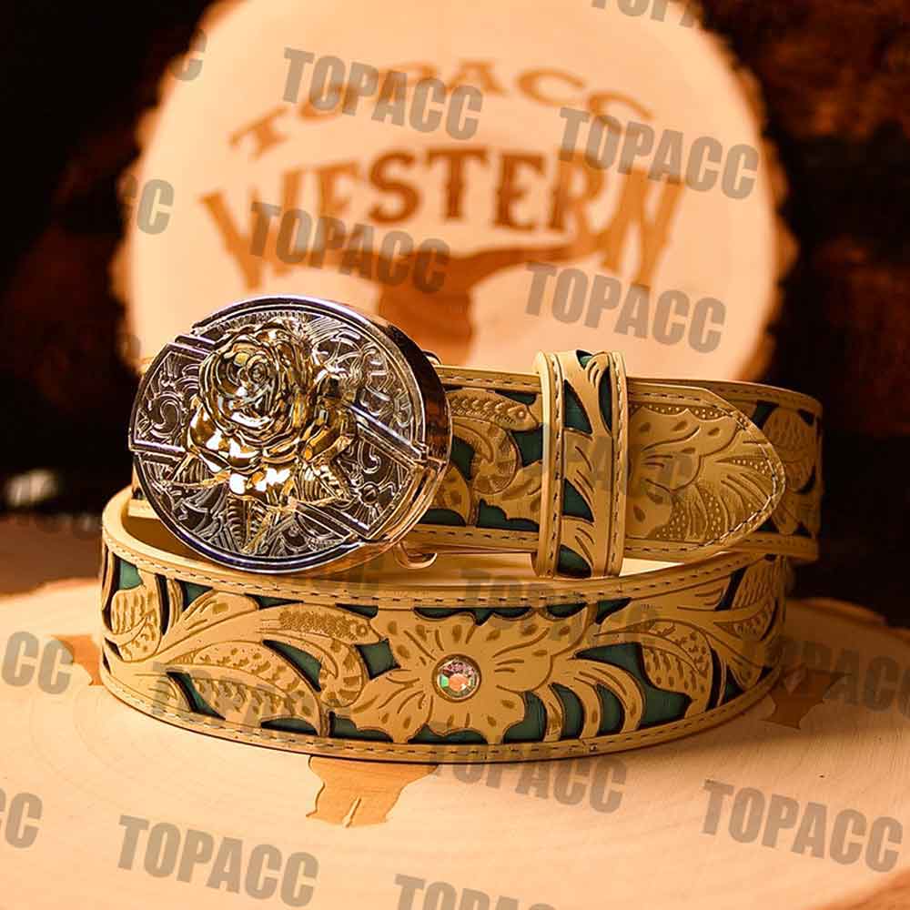 Turquoise Khaki Belt with two-tone Street Buckle