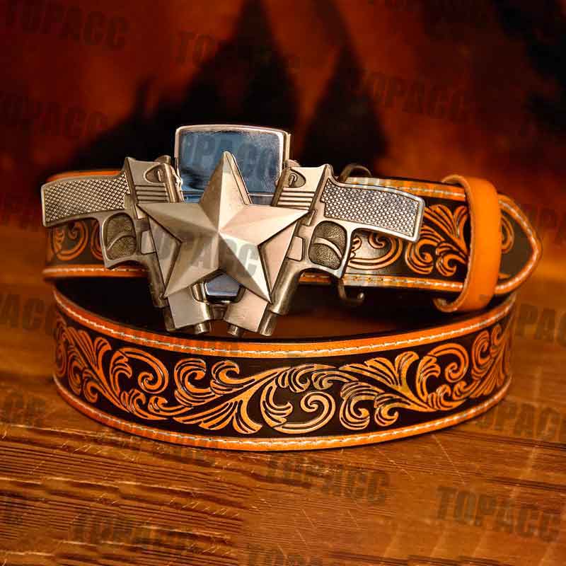Double Shot Glow Buckle - Brown Belt