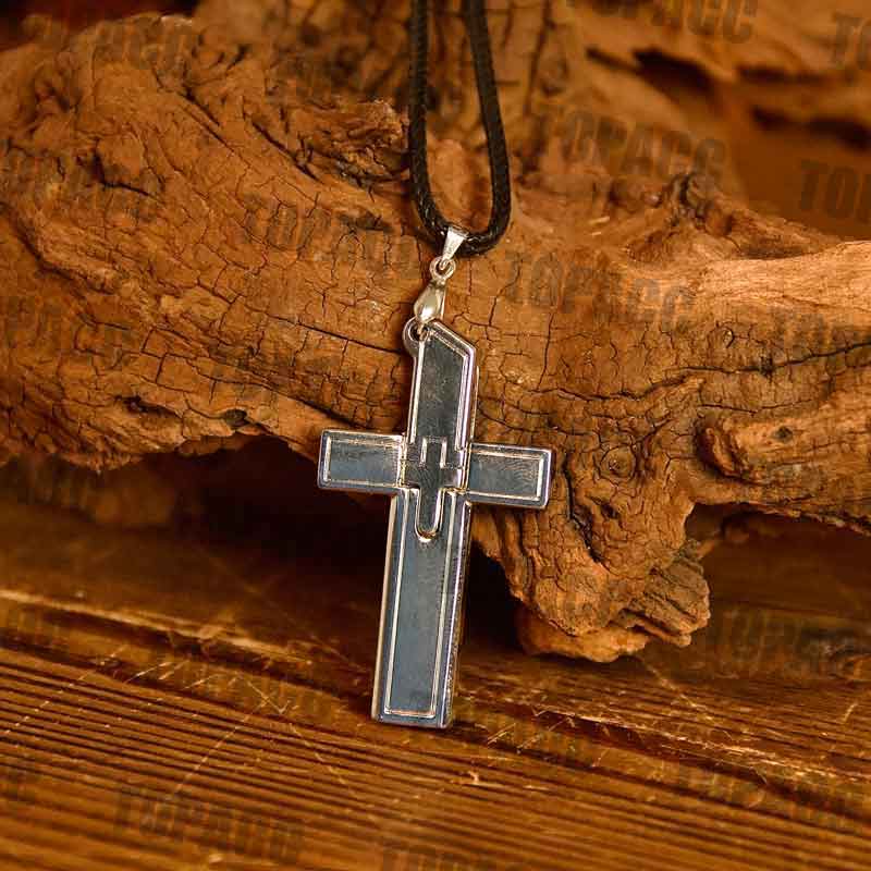 Cross with block necklace