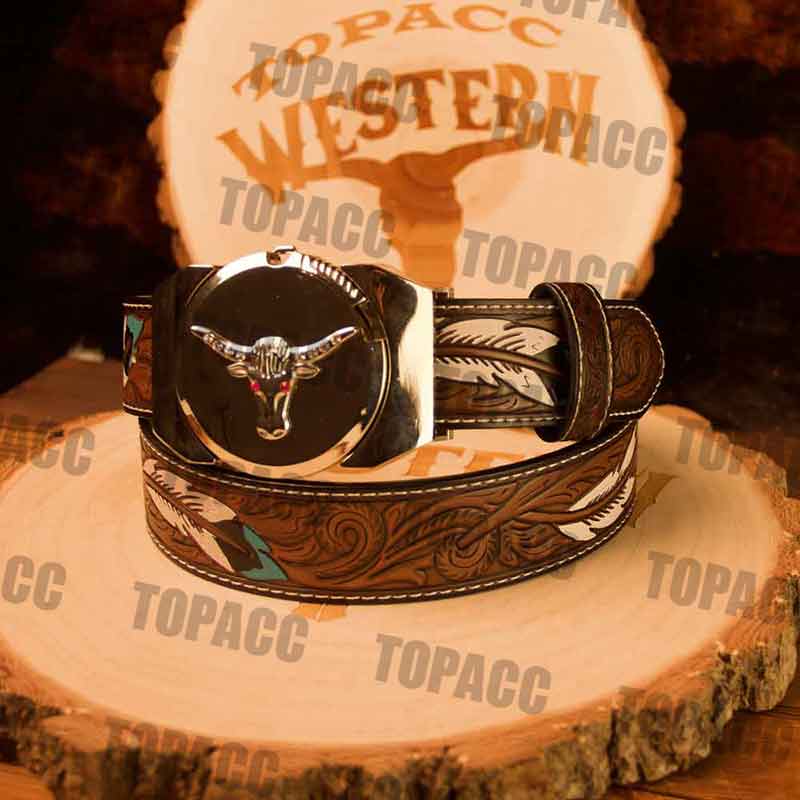 Feather Belt with Vintage Lighter Buckle