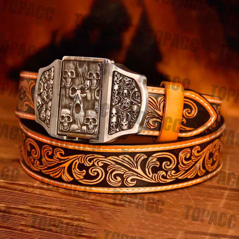 Skull Illuminated Buckle - Brown Belt
