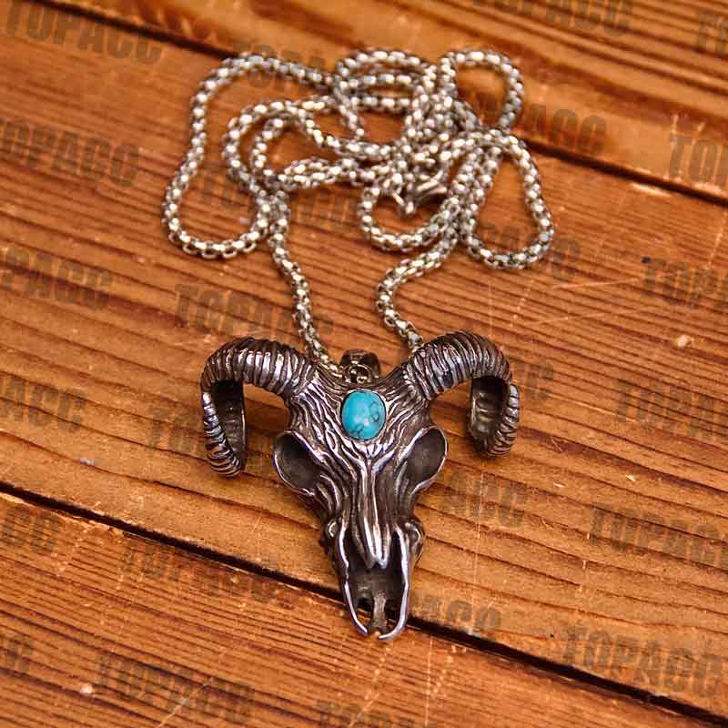 Sheep's Head Skull Pendant Ring