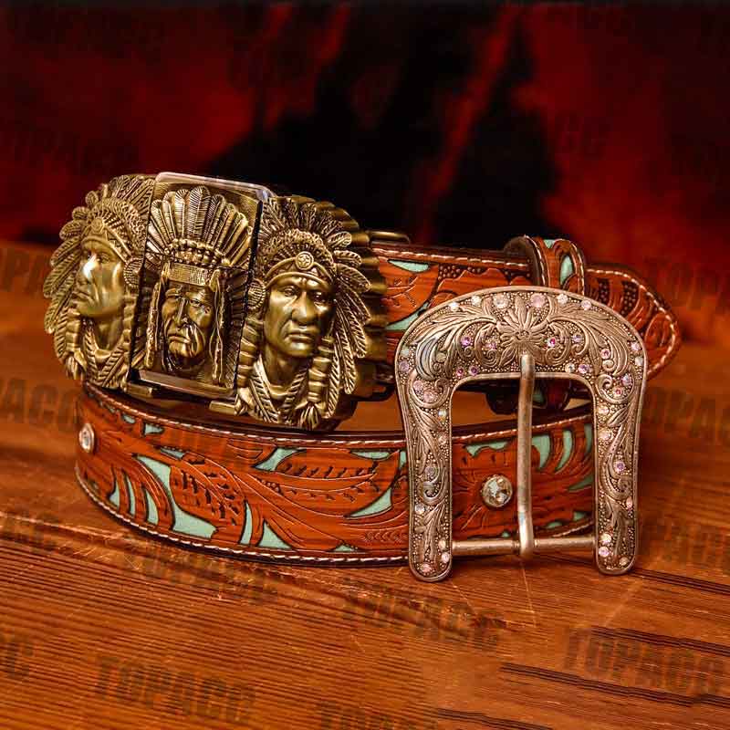 Indian Glow Buckle - Turquoise Belt