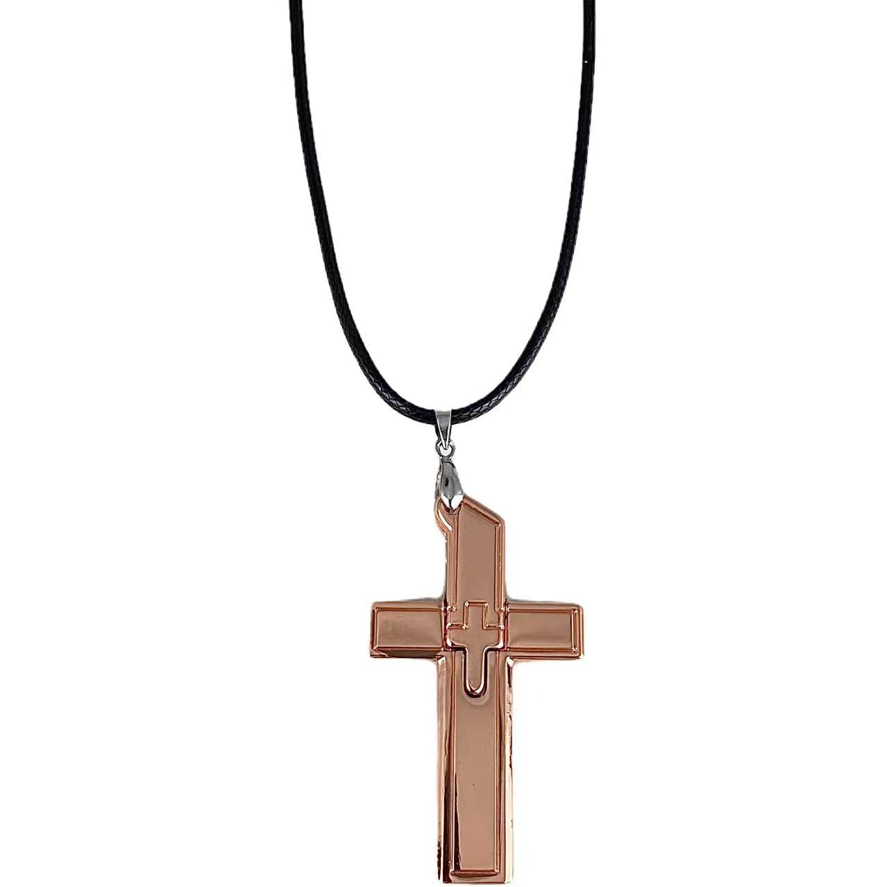 Cross with block necklace