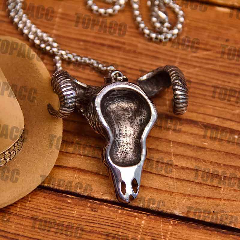 Sheep's Head Skull Pendant Ring