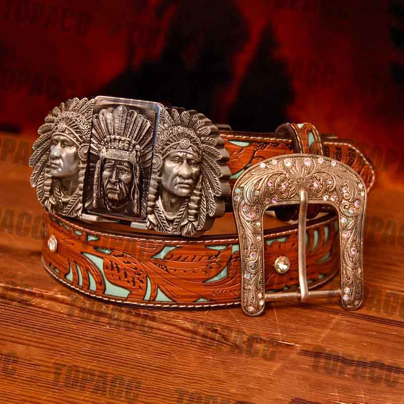 Indian Glow Buckle - Turquoise Belt