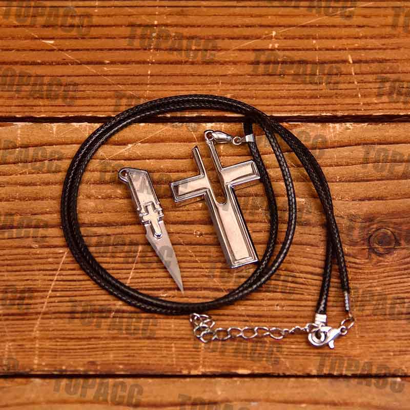 Cross with block necklace