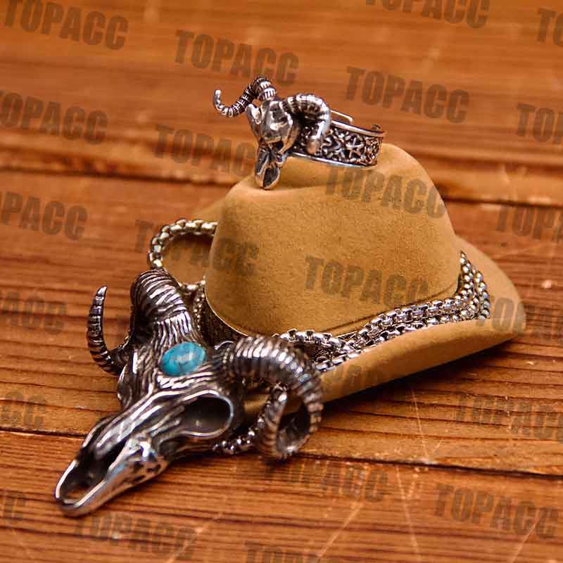 Sheep's Head Skull Pendant Ring