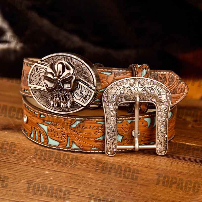 TOPACC Western Turquoise Belts - Buckle with Block