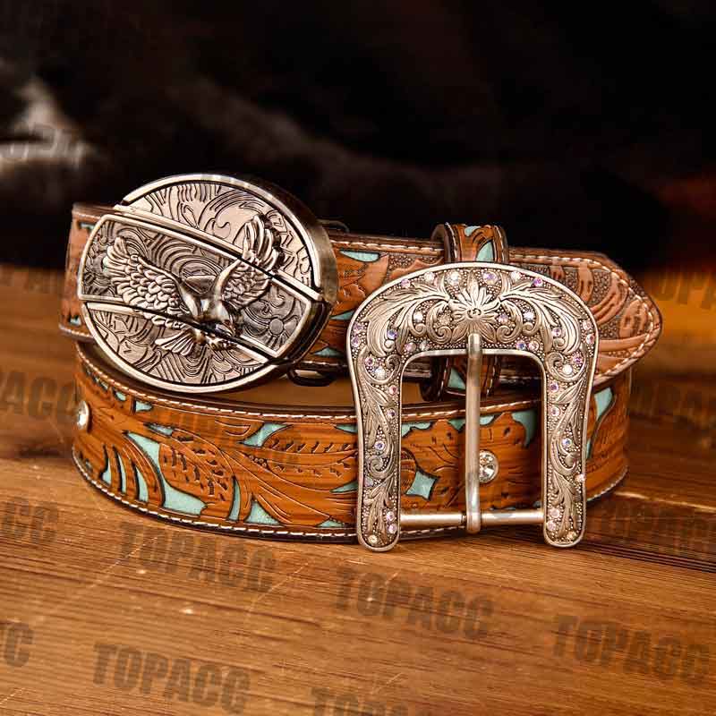 TOPACC Western Turquoise Belts - Buckle with Block