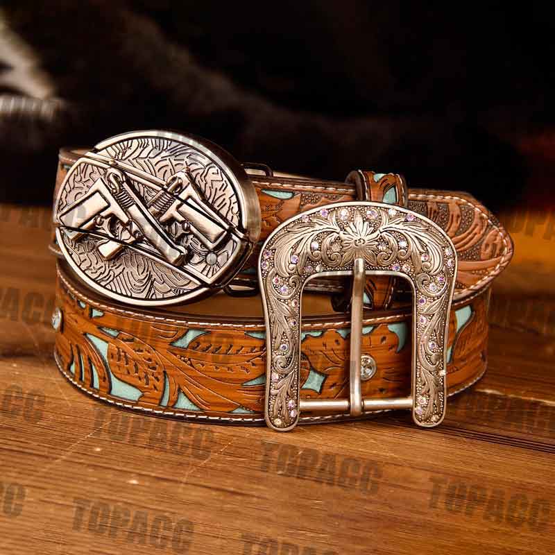 TOPACC Western Turquoise Belts - Buckle with Block