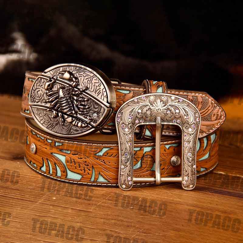 TOPACC Western Turquoise Belts - Buckle with Block