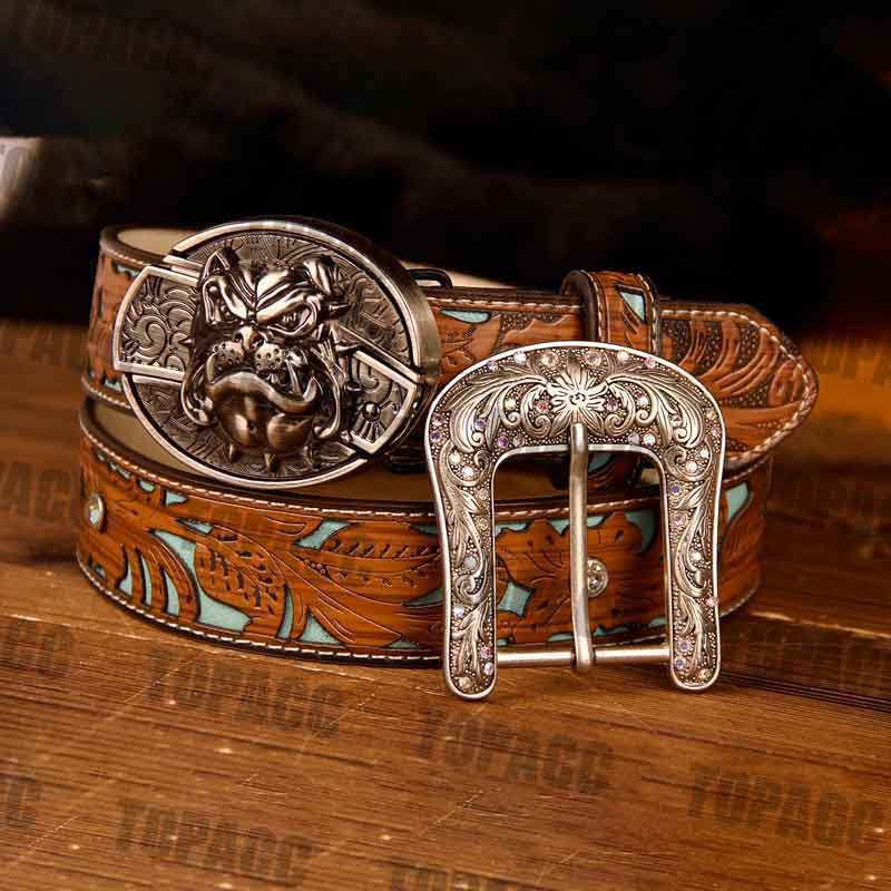 TOPACC Western Turquoise Belts - Buckle with Block