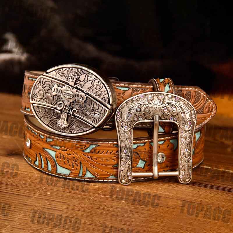 TOPACC Western Turquoise Belts - Buckle with Block