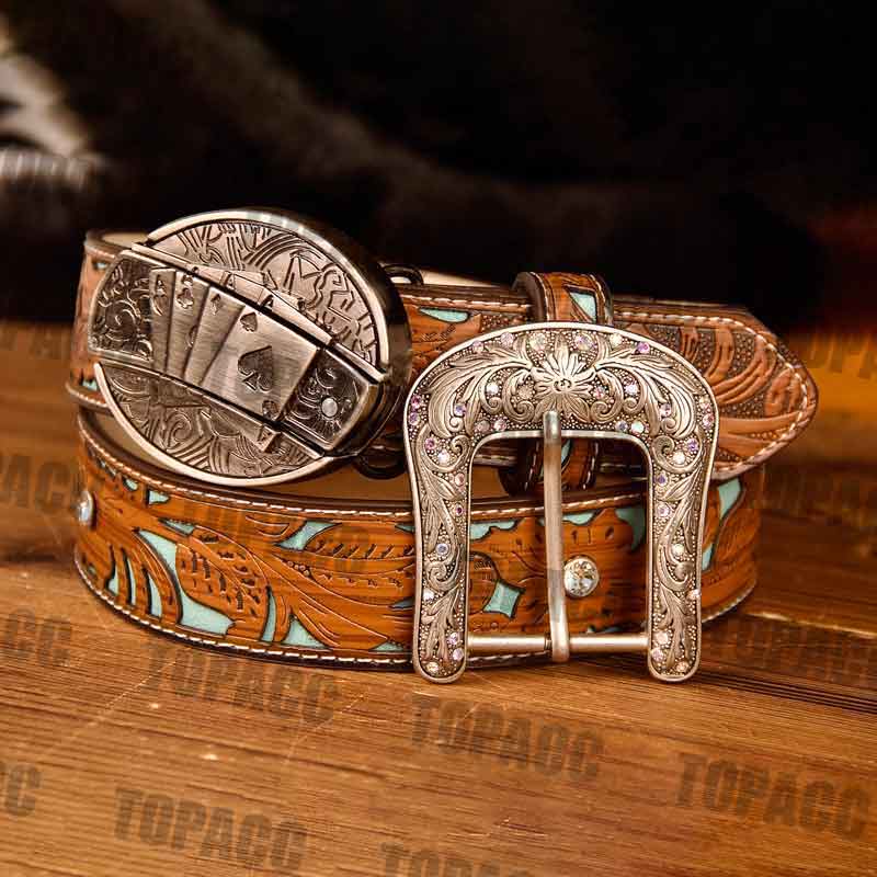 TOPACC Western Turquoise Belts - Buckle with Block