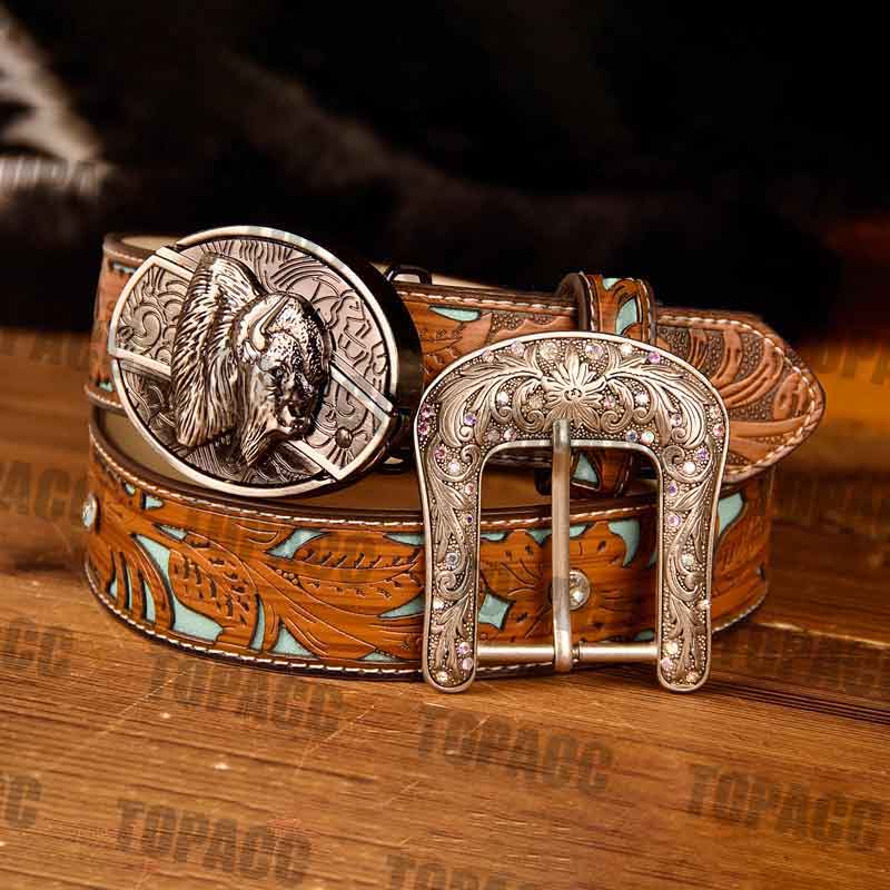 TOPACC Western Turquoise Belts - Buckle with Block