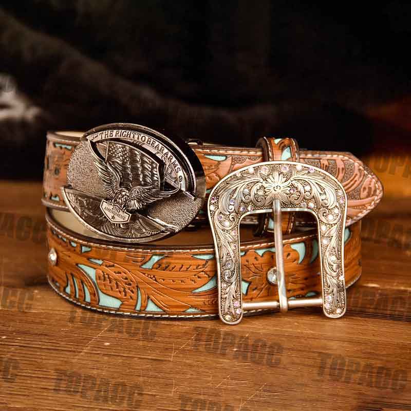 TOPACC Western Turquoise Belts - Buckle with Block