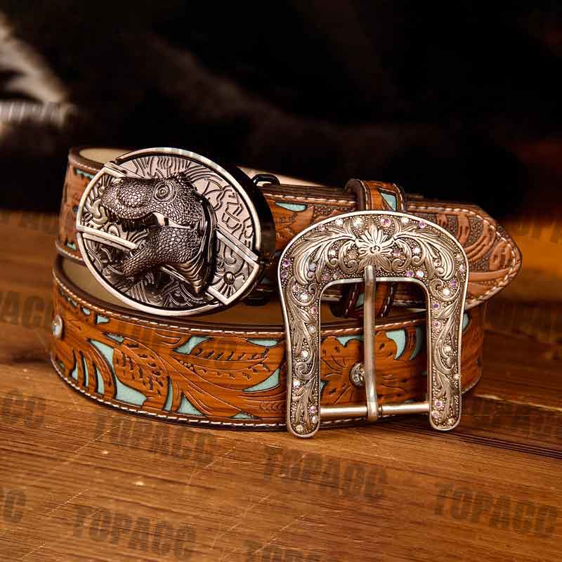 TOPACC Western Turquoise Belts - Buckle with Block