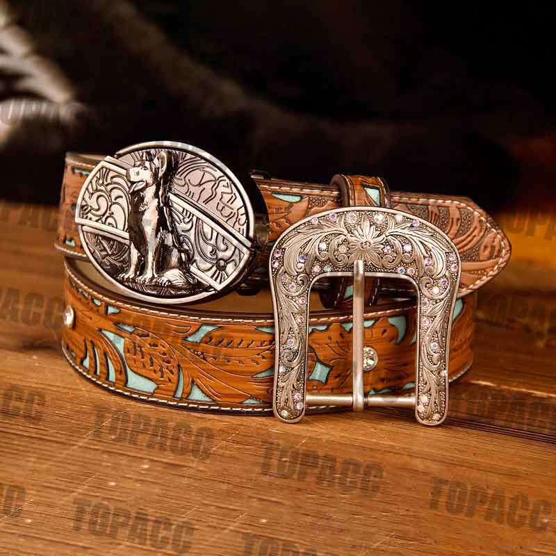 TOPACC Western Turquoise Belts - Buckle with Block