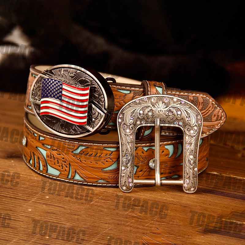 TOPACC Western Turquoise Belts - Buckle with Block