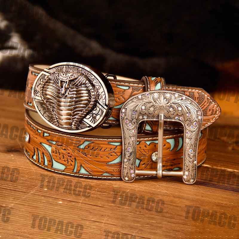 TOPACC Western Turquoise Belts - Buckle with Block