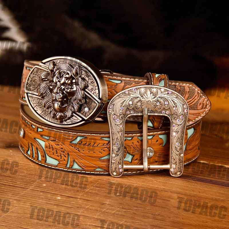 TOPACC Western Turquoise Belts - Buckle with Block
