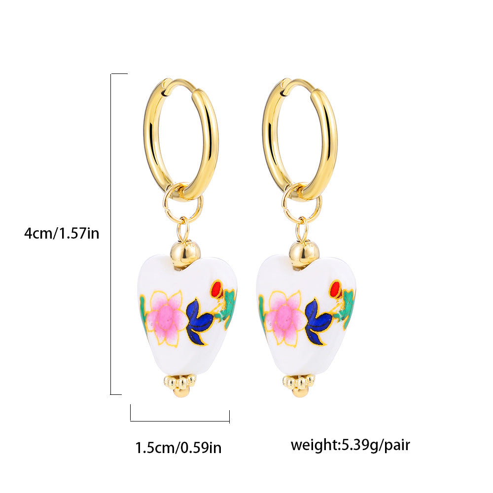 أقراط من اللؤلؤ والزركونيا عيار 18 قيراط