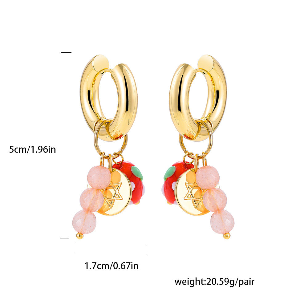 أقراط من اللؤلؤ والزركونيا عيار 18 قيراط