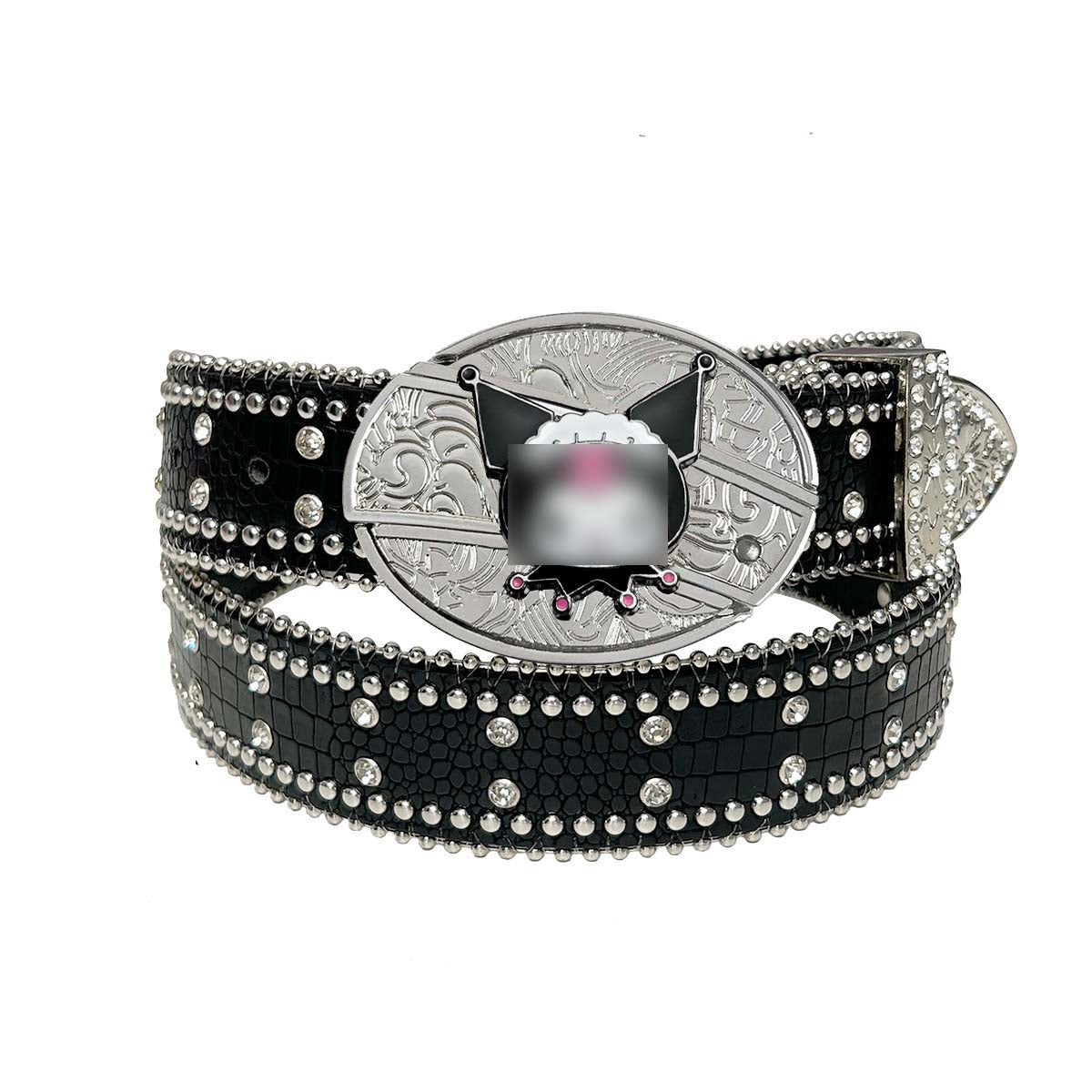 Black Rhinestone Belt With KM Buckle