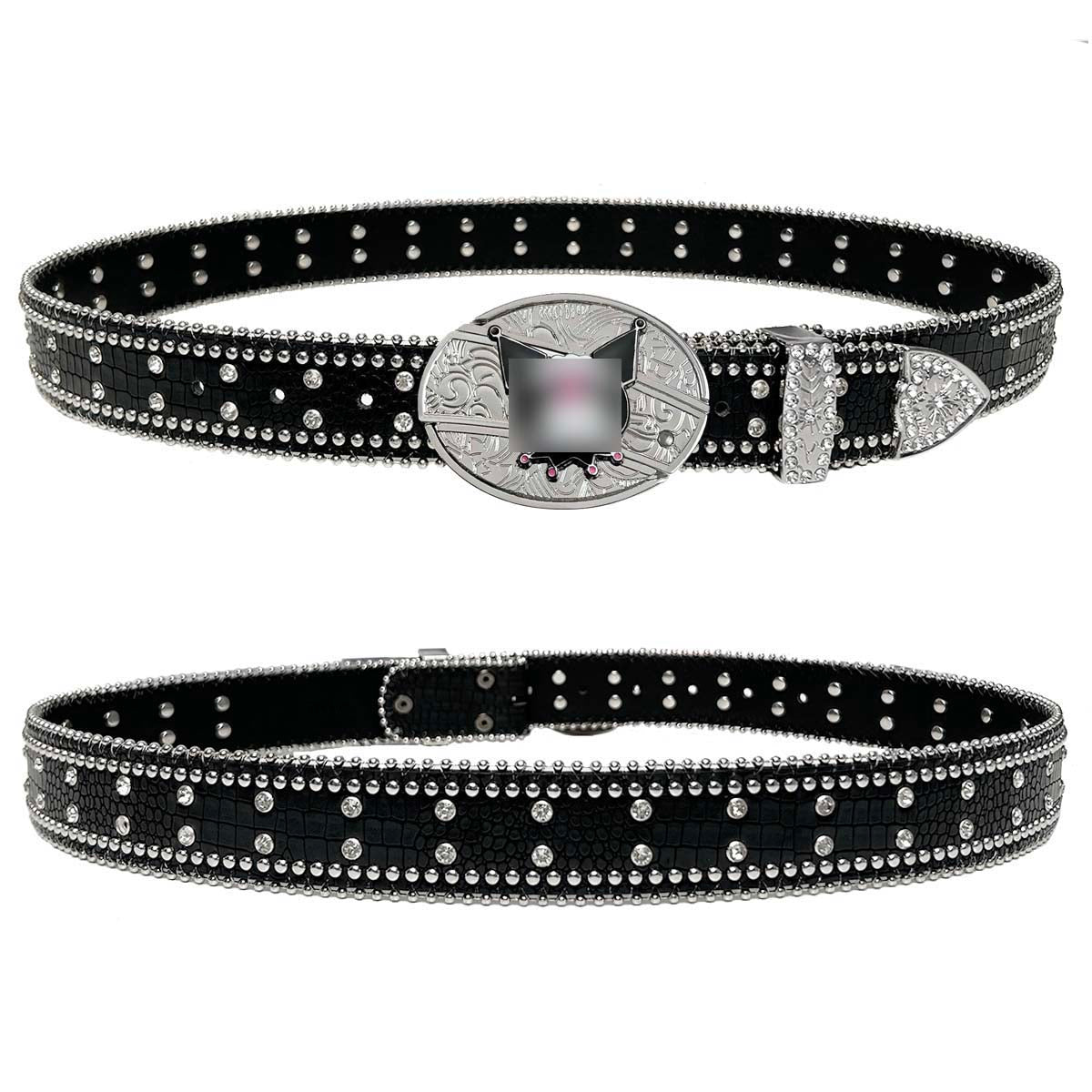 Black Rhinestone Belt With KM Buckle