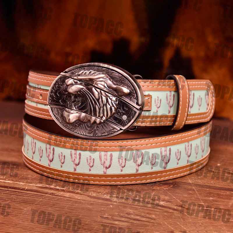 TOPACC Cactus Belt - With Sun Flower Seat Buckle